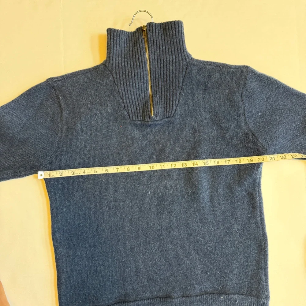Irelandseye Men's Navy Blue‎ 100& Irish Wool Knitted 1/4 Zip-Up Sweater Size M